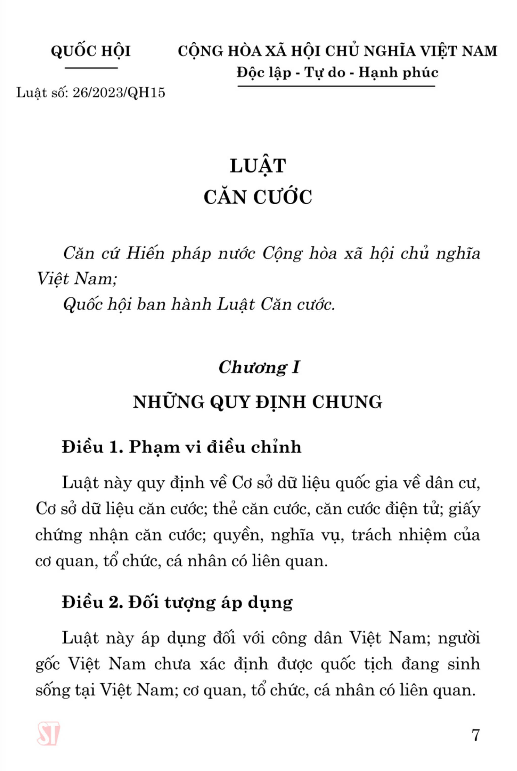 Luật Căn cước công dân (bản in 2024)