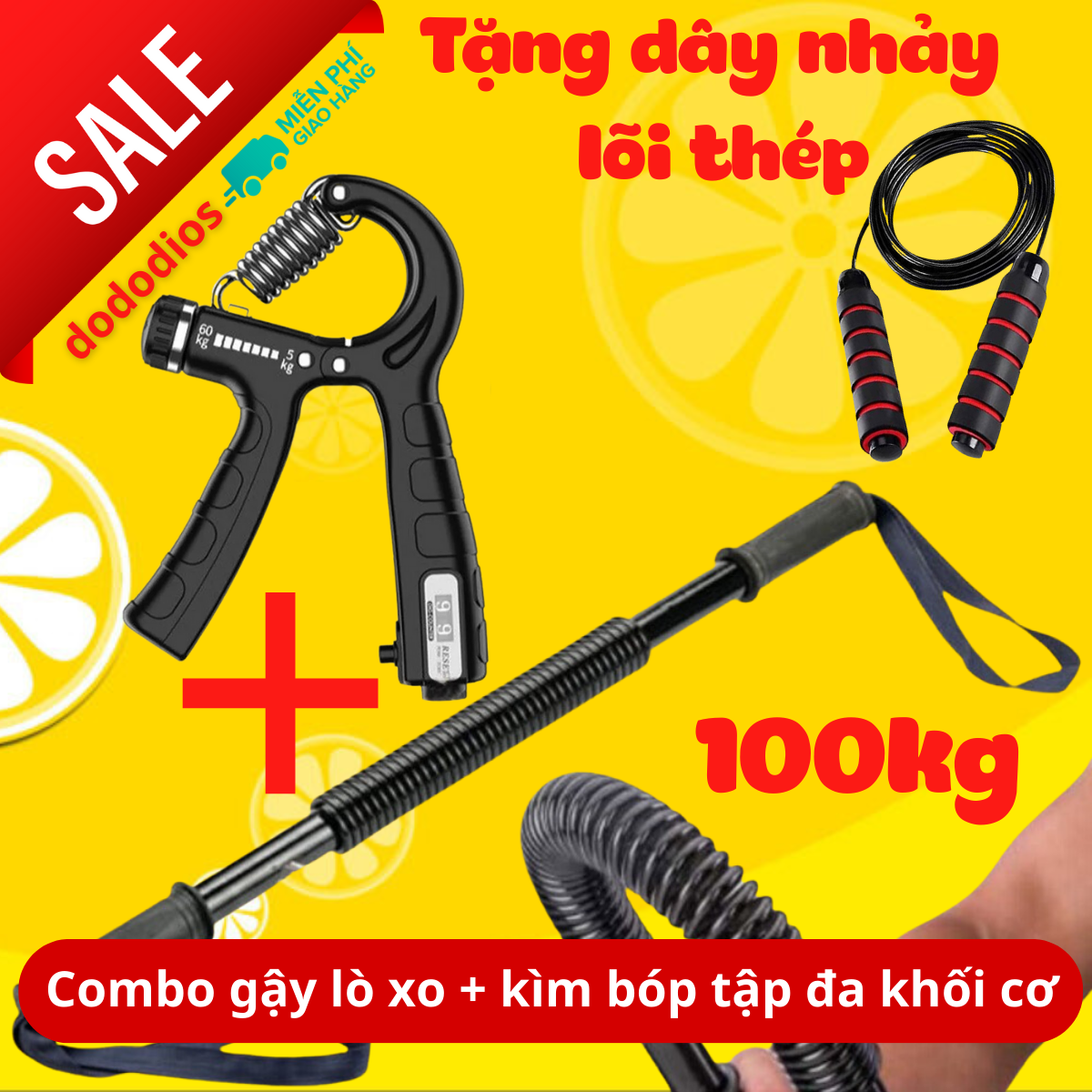 Gậy Lò Xo 5Kg, Thanh Lò Xo 10Kg - Gậy Bẻ Tập Cơ Tay Lò Xo Đàn Hồi Titan 10Kg, 20Kg, 30Kg, 40Kg, 50Kg, 60Kg Kháng Lực Tập Gym, Gậy Lò Xo 100Kg Màu Vàng - 10Kg Gậy Bẻ Lò Xo 10Kg Cho Trẻ Em - Hàng Chính Hãng Dododios - Combo Gậy 60Kgkìm Đêm Sốdây Nhảy