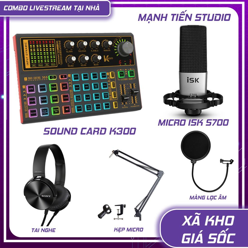 trọn bộ combo micro S700 + sound card K3000 + full phụ kiện livestream karaoke thu âm sang trọng cực hay bảo hành 12th