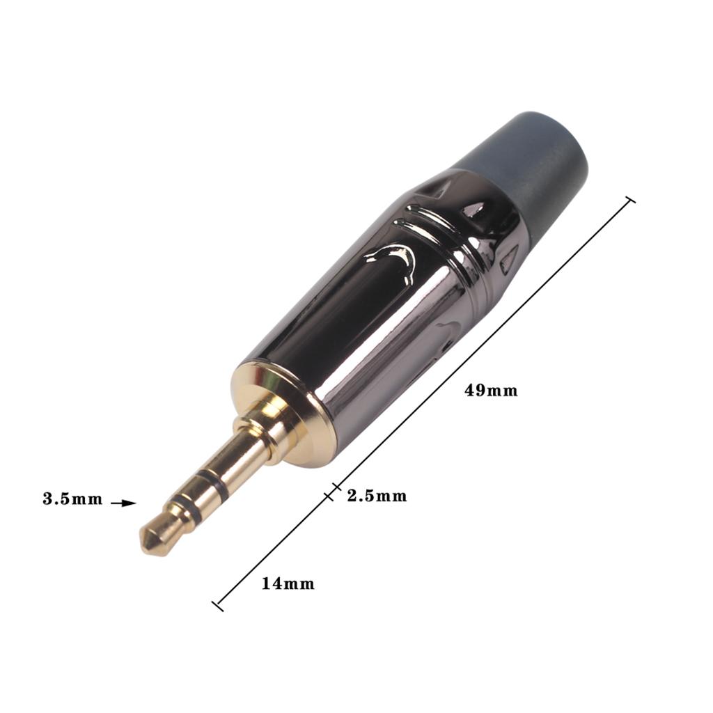 2 Cái 3.5 Mm Stereo Jack Nam Cắm Mạ Tai Nghe Có Âm Thanh Đen