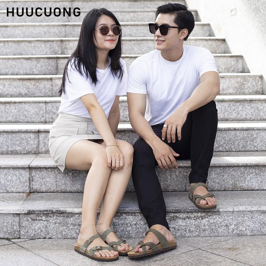 Dép Huucuong xỏ ngón da bò rêu