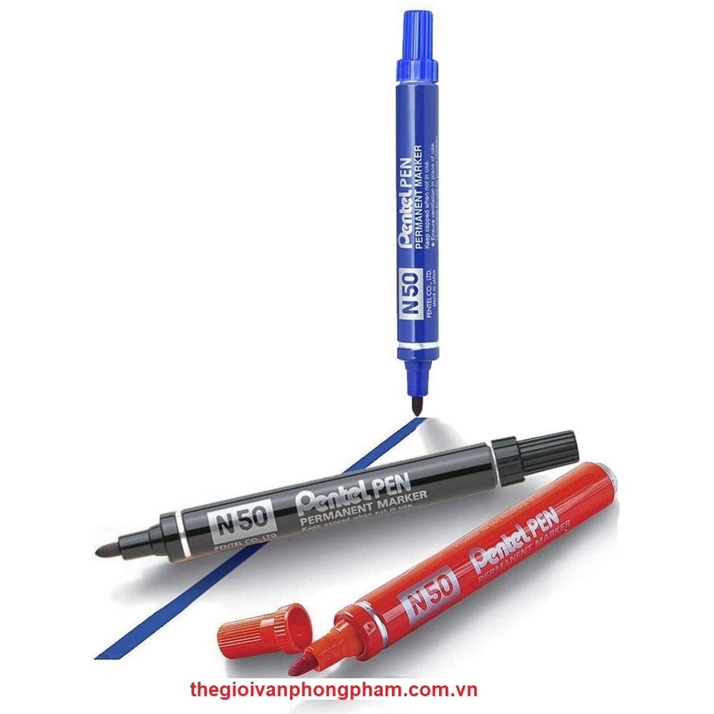 Bút dạ dầu Pentel N50 - Viết được trên nhiều chất liệu, Mực nhanh khô, không nhòe khi thấm nước