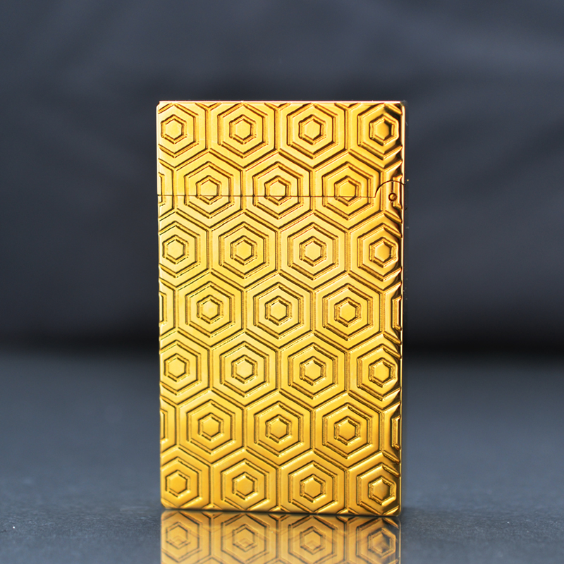 Vỏ Hột Quẹt Bật Lửa Upon D101V Họa Tiết Hoa Văn Vàng Sang Trọng - Dùng Gas Đá Cao Cấp