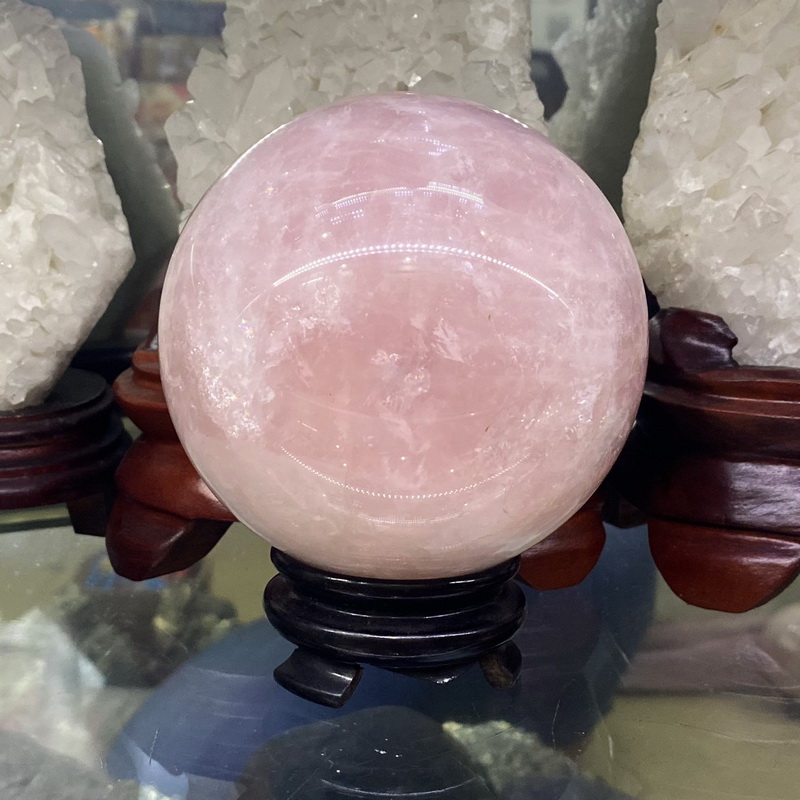 Quả Cầu Đá Thạch Anh Hồng Rose Quartz - Đá Thạch Anh Phong Thủy