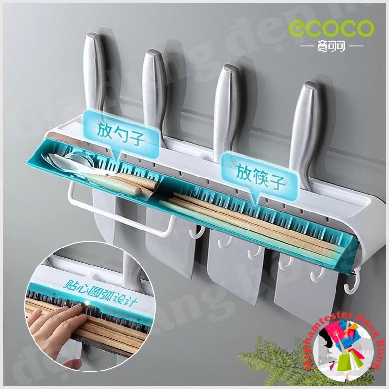Kệ cắm dao Ecoco có ngăn thìa đũa và móc treo