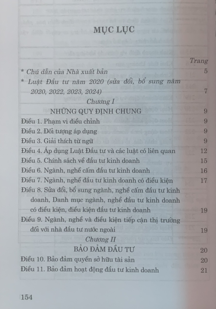 Luật Đầu Tư năm 2020 (Sửa Đổi Bổ Sung Năm 2020, 2022, 2023, 2024)