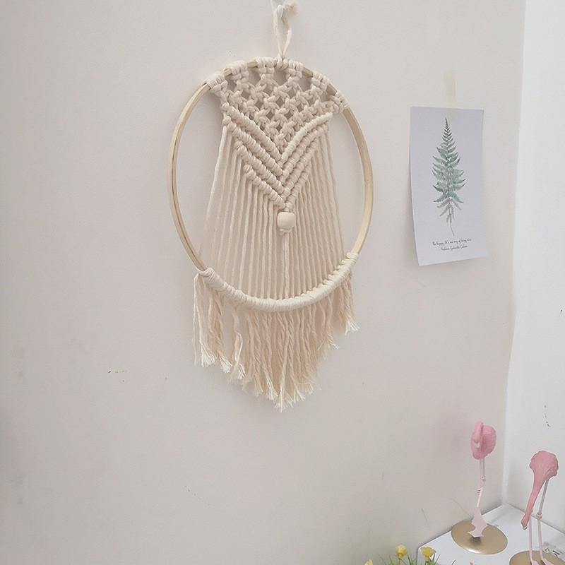 Macrame dreamcatcher vòng tròn trang trí tường homestay, phòng ngủ xinh xắn