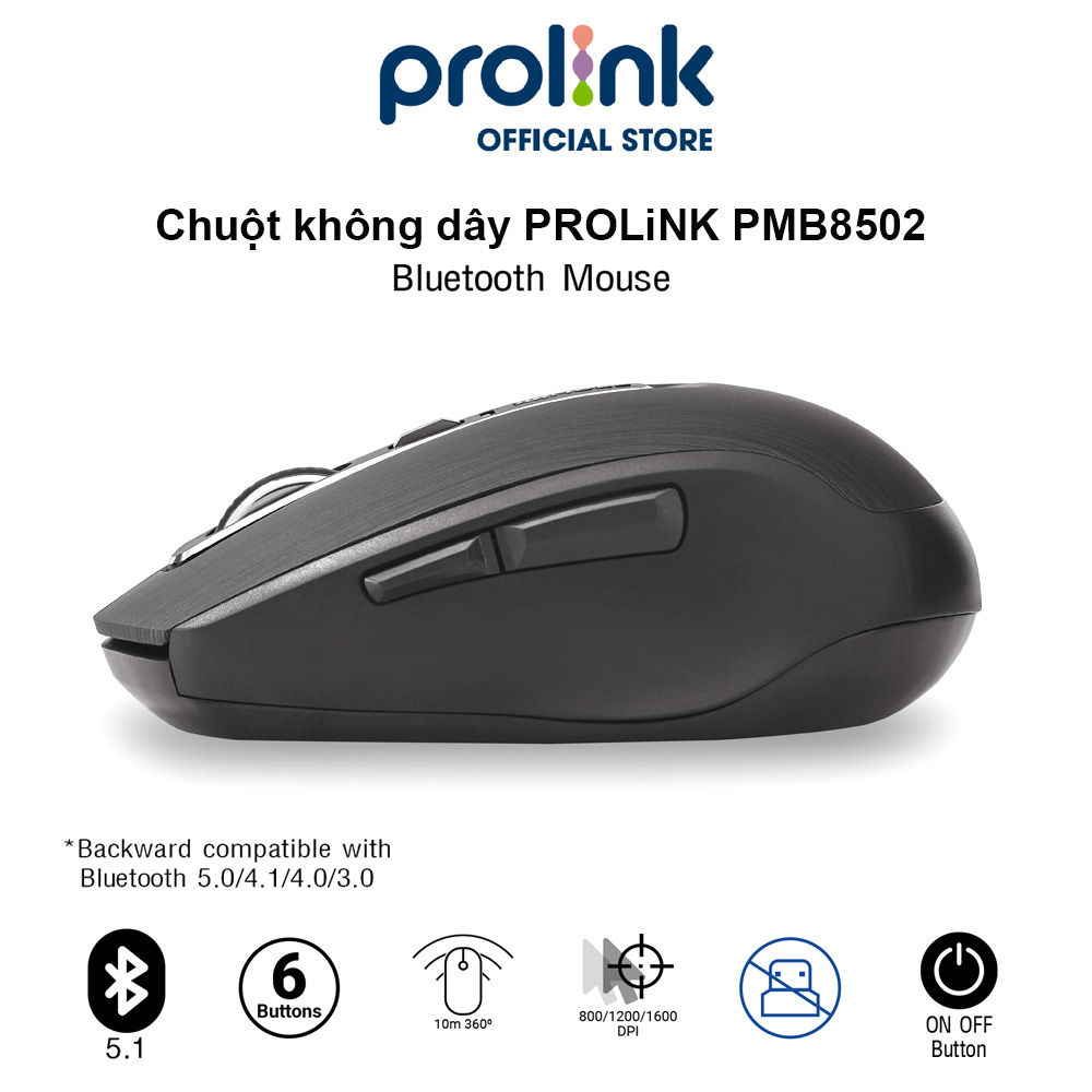 Chuột không dây PROLiNK PMB8502 cao cấp, tiết kiệm pin , chơi game, văn phòng dùng cho PC, Macbook, Laptop