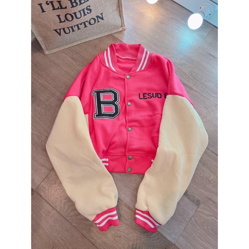 ÁO KHOÁC NỈ BOMBER LOGO B THÊU FORM LỬNG HOT HIT NĂM NĂY