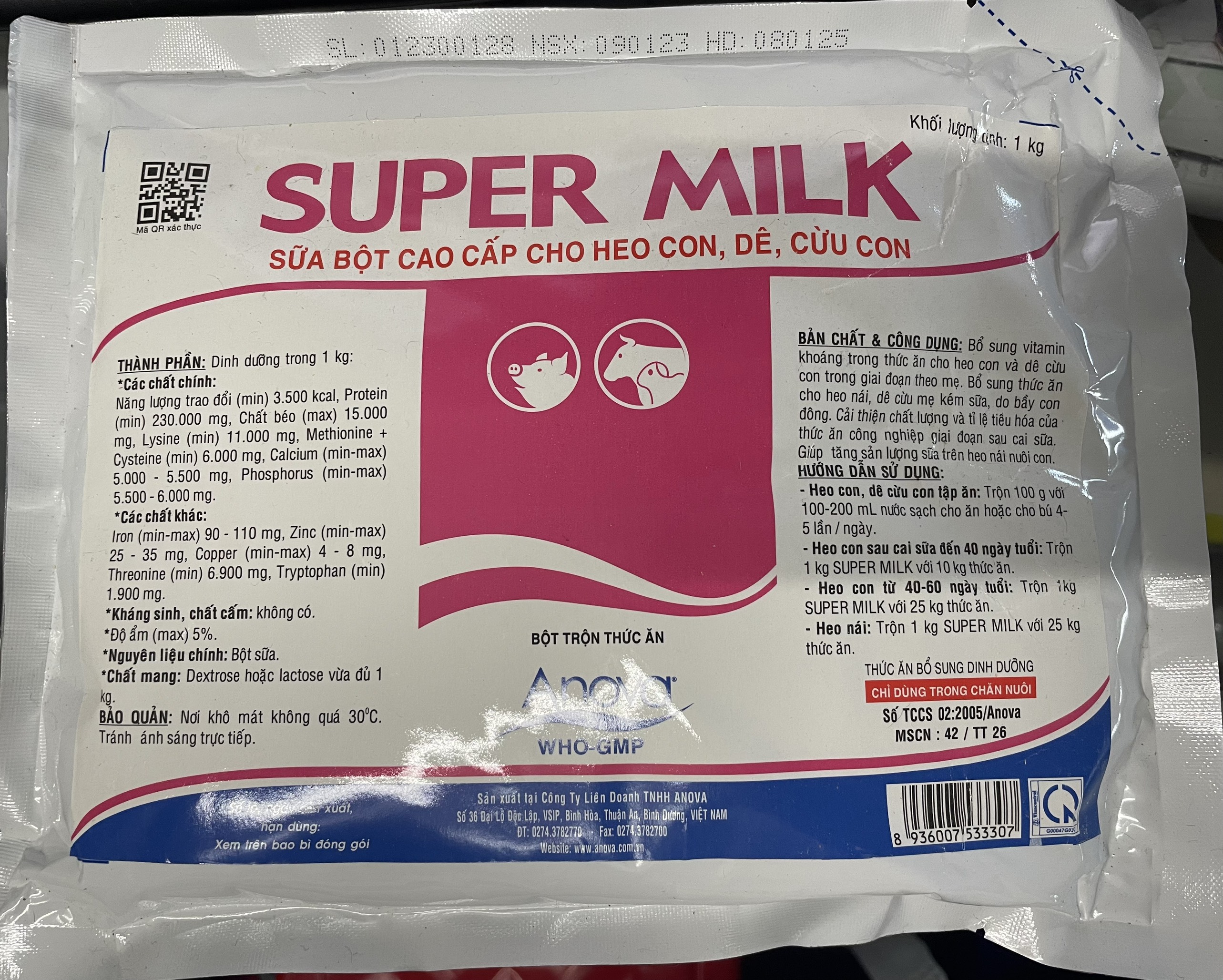 SUPER MILK 1KG - SỮA BỘT CAO CẤP CHO HEO CON, DÊ, CỪU CON