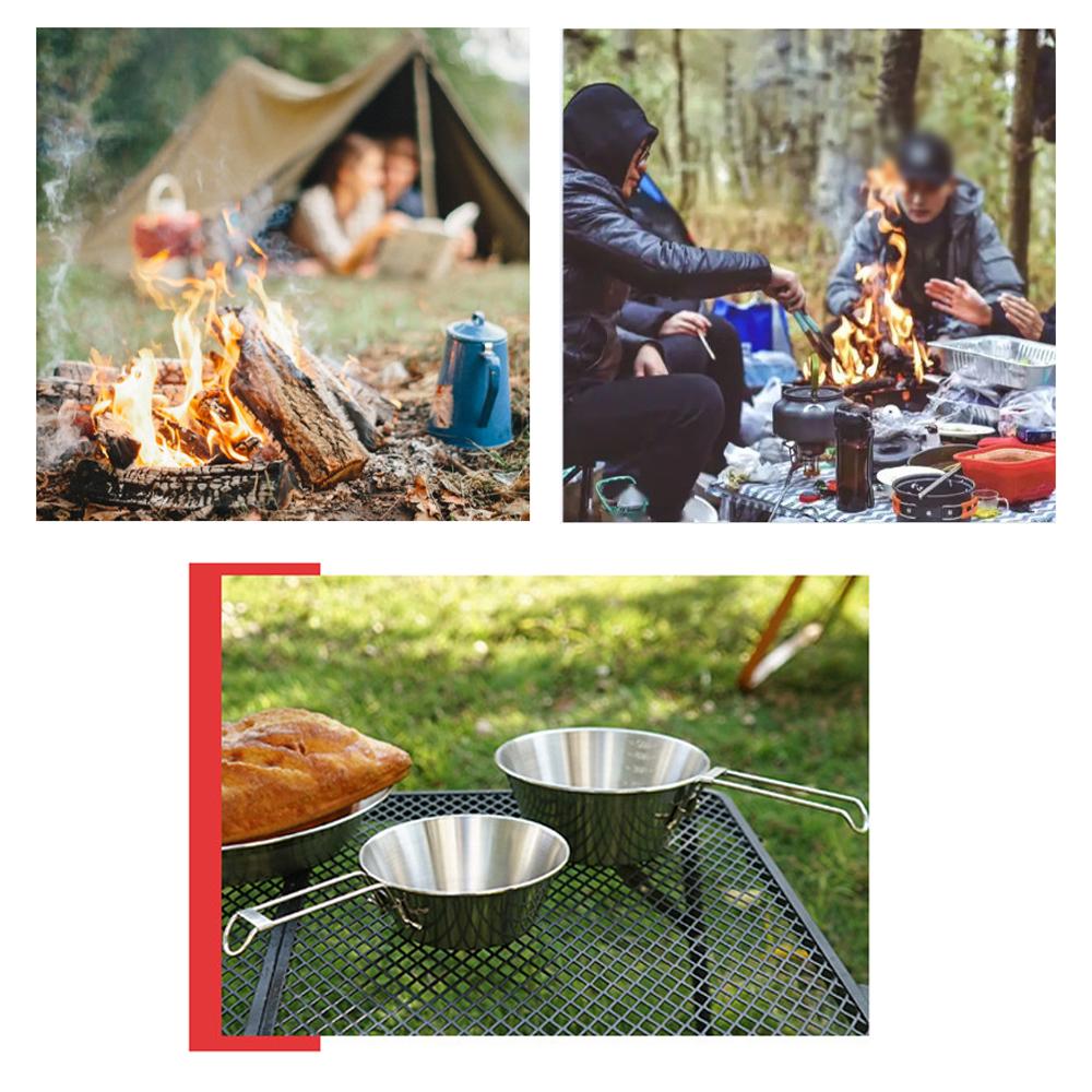 6pcs Camping Cookware Set Outdoor Portable Picnic Cookware Kit Stainless Steel Travel Tableware Cooking Accessory