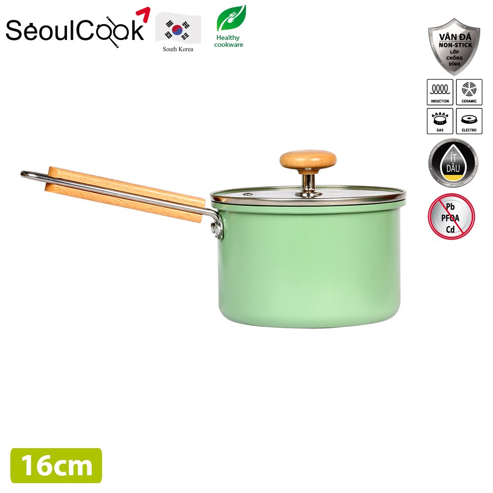 Bộ nồi chảo 2 món SL3,  quánh 16cm + chảo vuông 15x20cm đáy từ/ Induction Seoulcook Hàn Quốc, dùng được tất cả các loại bếp – Hàng chính hãng