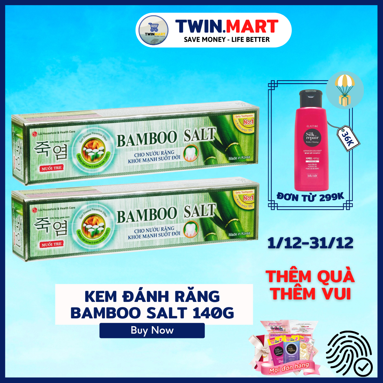 Kem Đánh Răng muối tre Hàn Quốc Bamboo Salt 140g