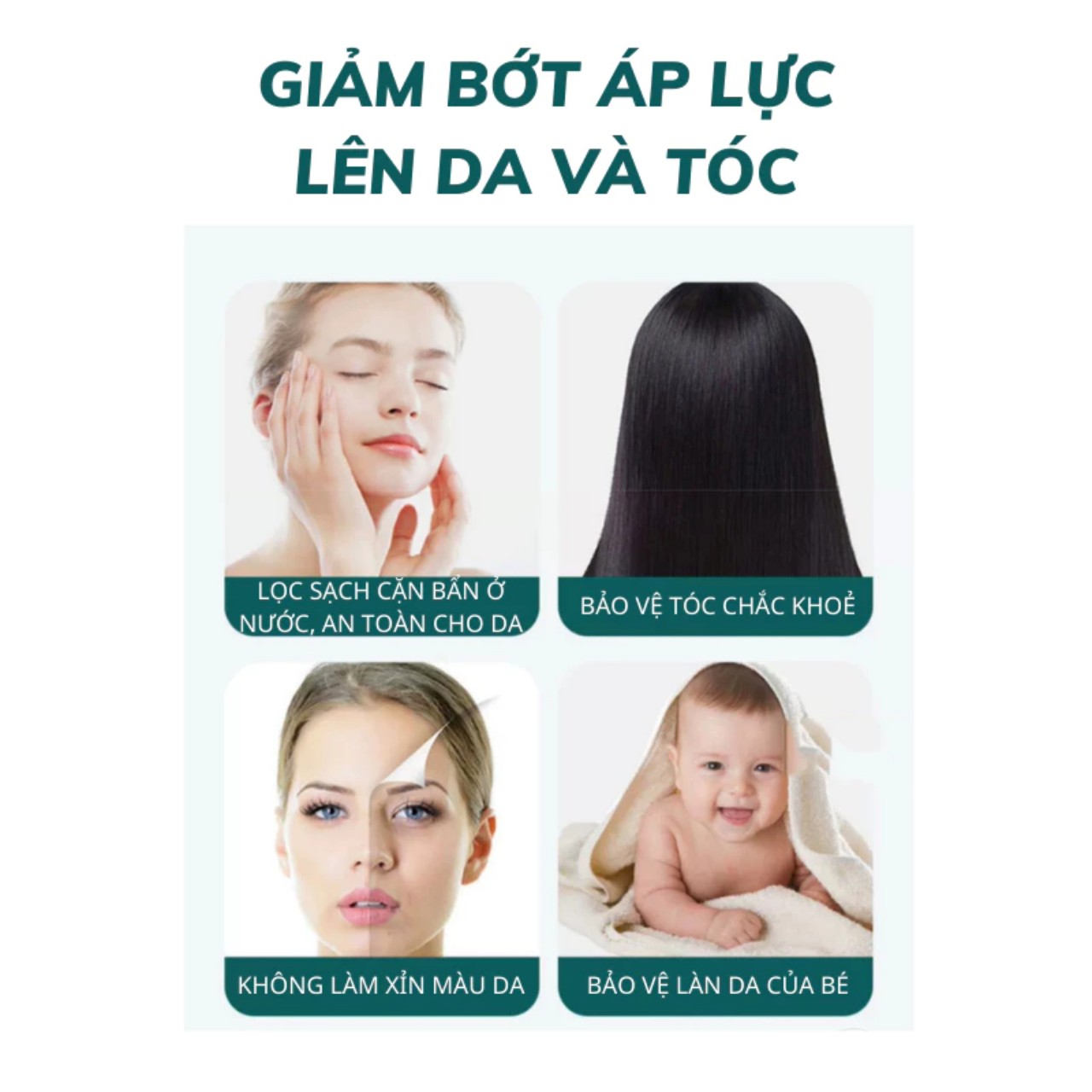 Vòi Sen Tăng Áp, Đầu Vòi Hoa Sen Mát Xa 4 Trong 1, 3 Chế Độ Áp Suất Cao Tiết Kiệm Nước, Lõi Cotton Lọc Cho Nhà Tắm - HÀNG CHÍNH HÃNG MINIIN