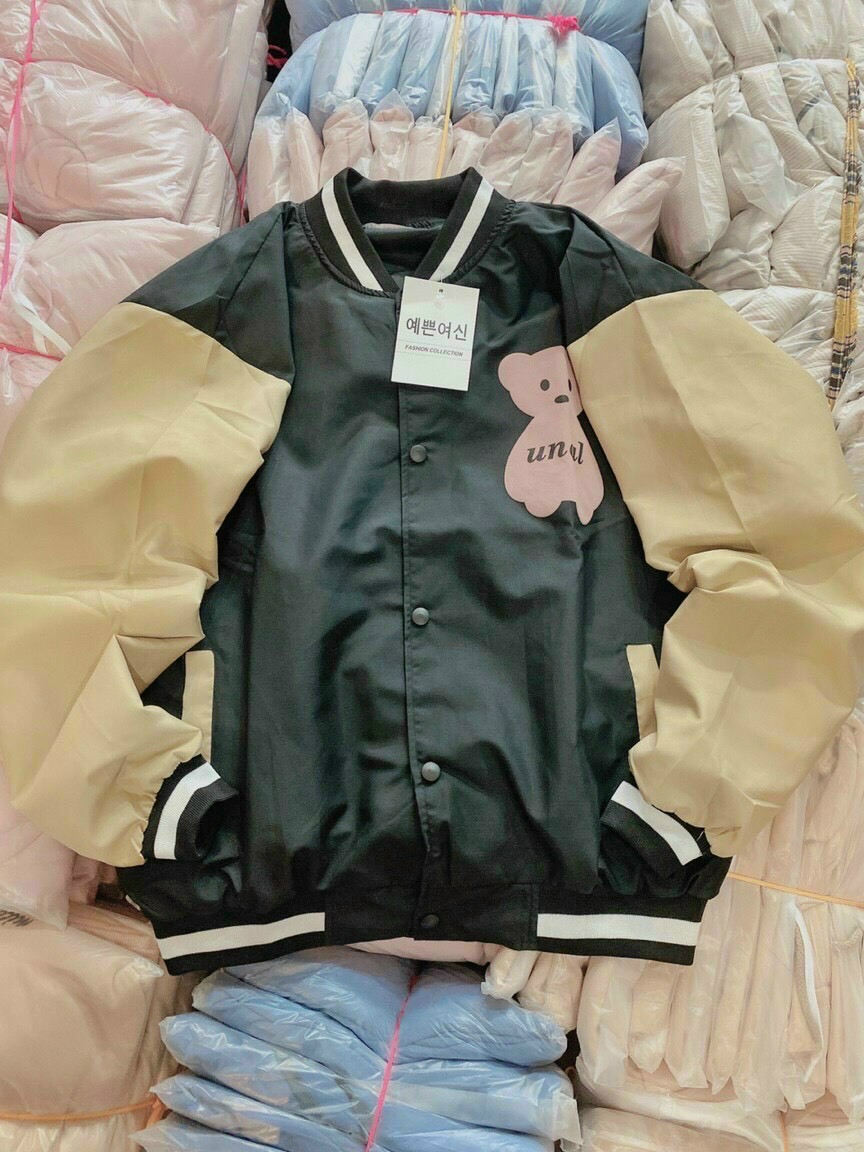 HÌNH THẬT - Áo khoác dù bomber lót das phông Unisex nam nữ oversize form rộng Ulzzang, Áo khoác dù bóng chày gấu thêu Trước Ngực, Thời Trang, Áo bomber jacket, Áo khoác nam nữ / áo khoác nam nữ / áo khoác form rộng