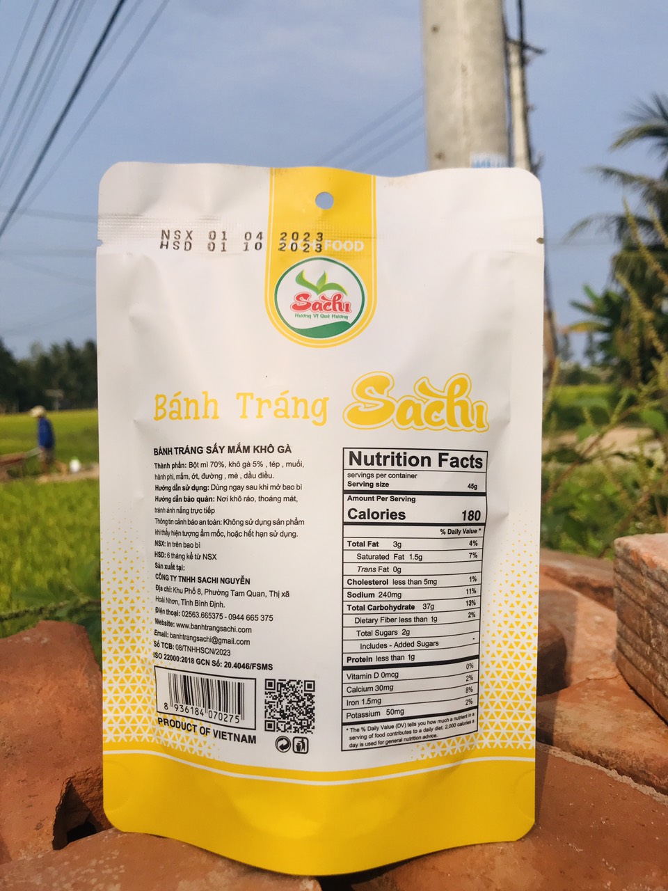 Bánh tráng Sấy mắm Khô gà Sachi 45gr