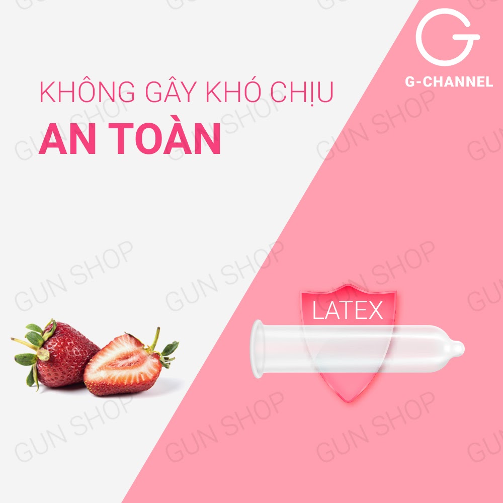 [Hộp 4 cái] Bao cao su Nakanishi - Siêu mỏng 0.03mm - Hương dâu kèm 1 chiếc BCS Gun Super Thin