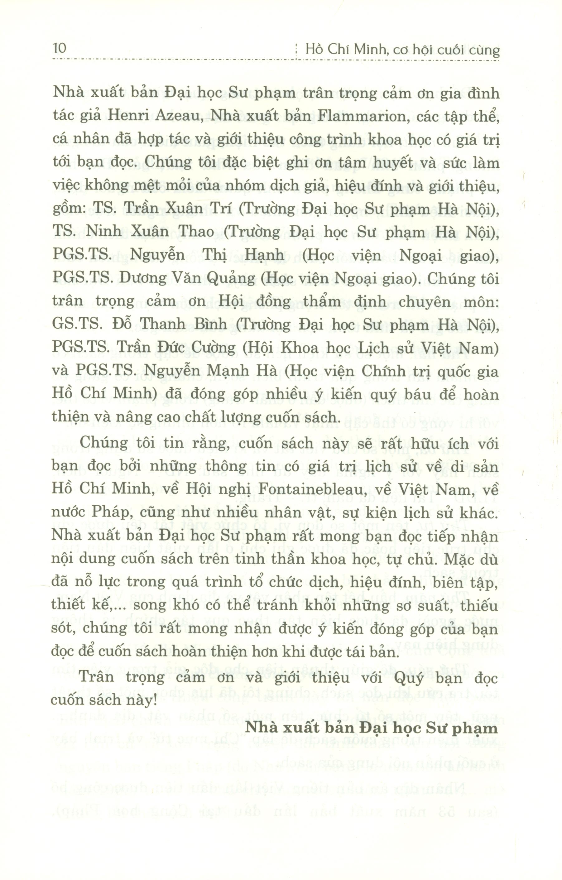 Hồ Chí Minh Cơ Hội Cuối Cùng (Hội Nghị Việt - Pháp Tại Fontainebleau, Tháng 7 Năm 1946) - Bìa cứng