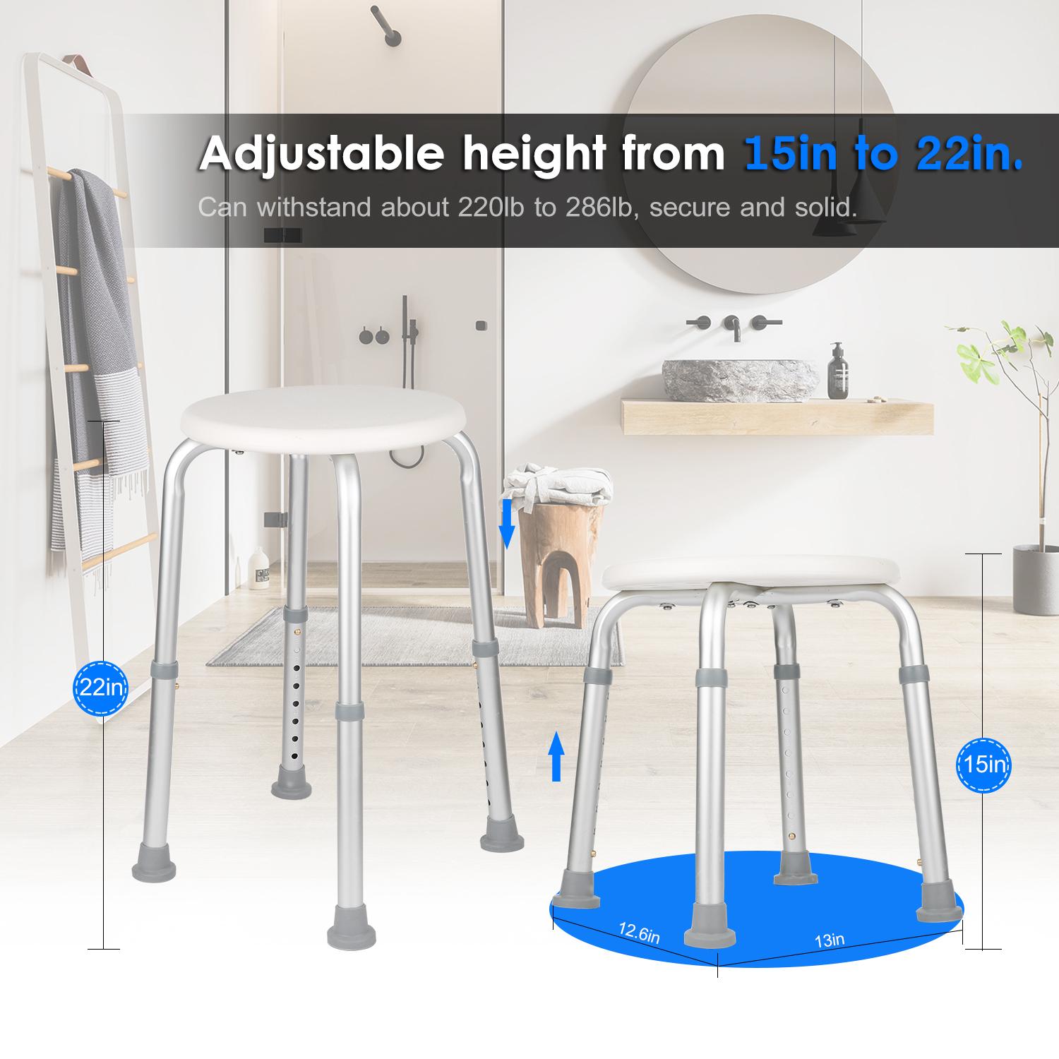 Padded Shower Chair Shower Stool with Adjustable Legs Non-slip Bath Safety Seat with 220 to 286 Pounds Weight Capacity