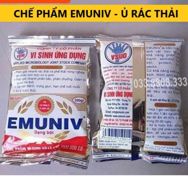 3GÓI EMUNIV 200G CHẾ PHẨM Ủ RÁC THẢI GIA ĐÌNH VÀ PHÂN -NHANH HIỆU QUẢ
