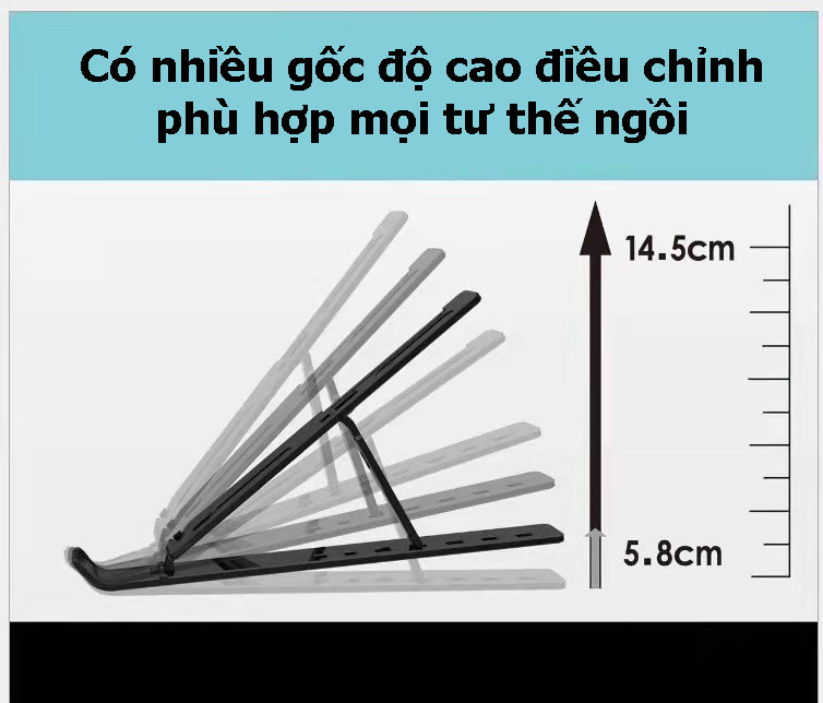 Giá đỡ laptop hỗ trợ tản nhiệt có thể gấp gọn, điều chỉnh nhiều mức độ cao để Laptop, Ipad, Macbook HD00018 (Giao Màu Ngẫu Nhiên)