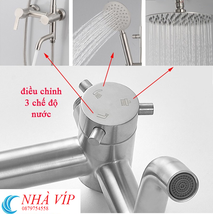 Sen cây tắm NÓNG LẠNH kiểu TRÒN inox sus304- Dòng Mới