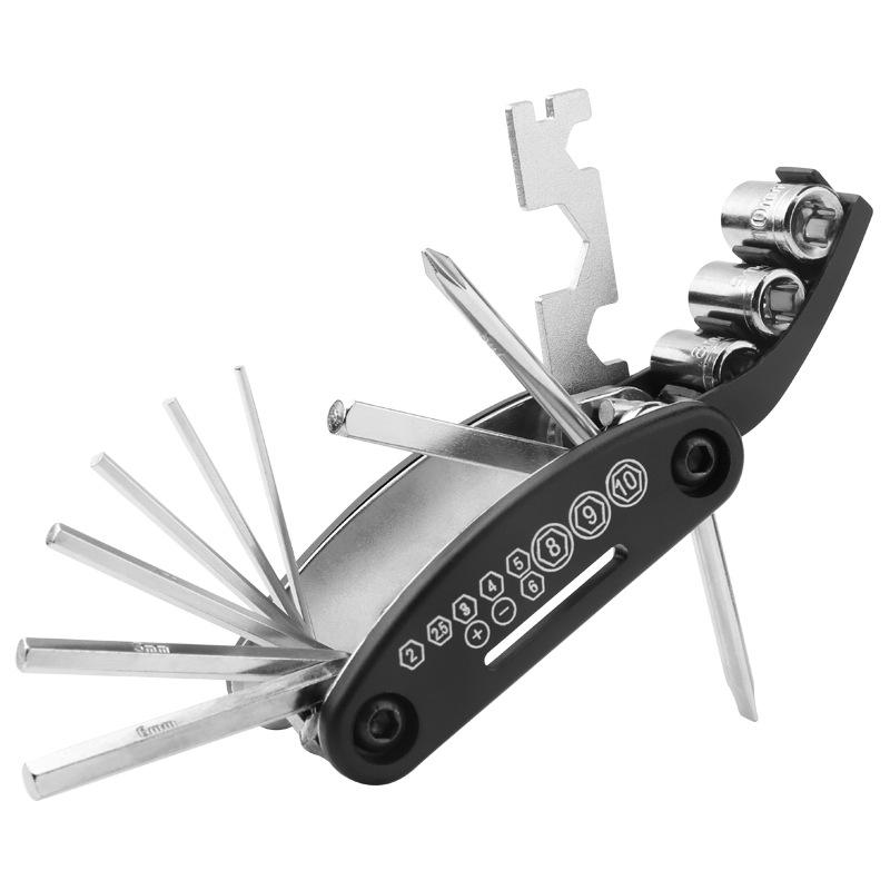 Bộ dụng cụ sửa chữa xe đạp, Multitool cho xe đạp 16 trong 1 với đòn bẩy lốp xe đạp Cờ lê lục giác