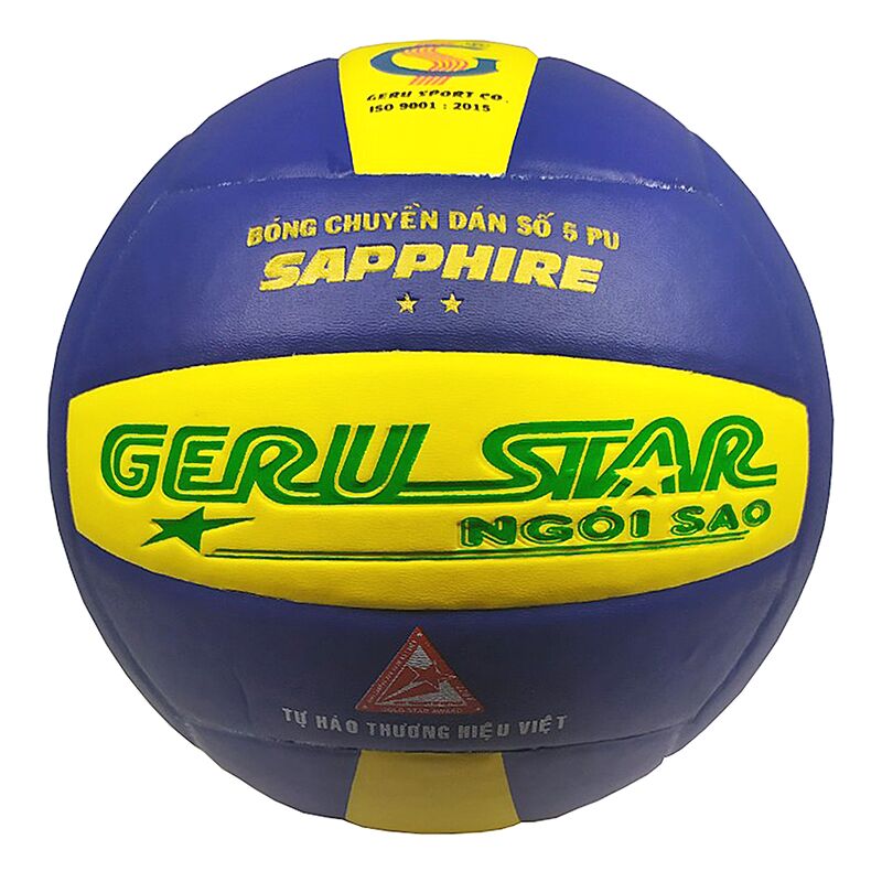 Bóng chuyền dán Gerustar Số 5 - Sapphire 2 sao - (Tặng Băng dán thể thao + Kim bơm + Lưới đựng)