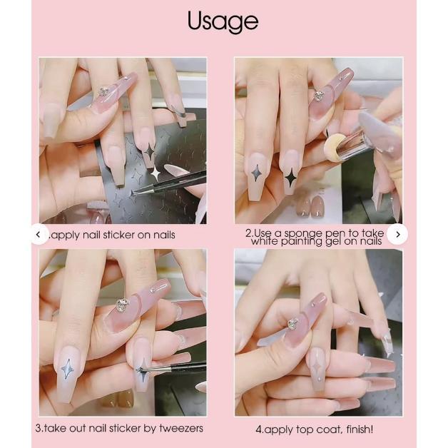 Sticker Dặm Ombre Fen Đầu Móng Hình Giọt Sao Và Tim Làm Nail Dễ Sử Dụng Nữ Women
