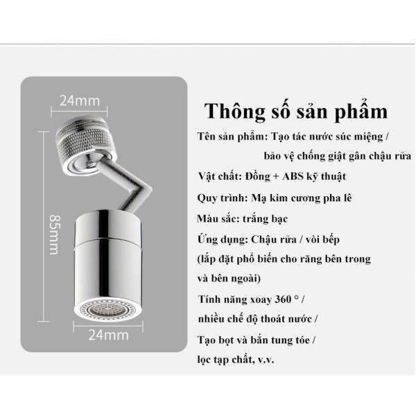 Đầu Nối Vòi Nước Thông Minh Tăng Áp 2 Chế Độ Xoay 720 Độ - Vòi Nước Gắn Đầu Nối Bồn Chậu Rửa Đa Năng