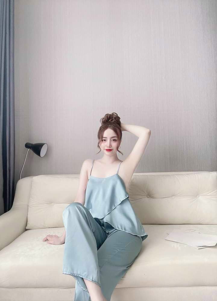 Bộ satin 2 dây đắp chéo