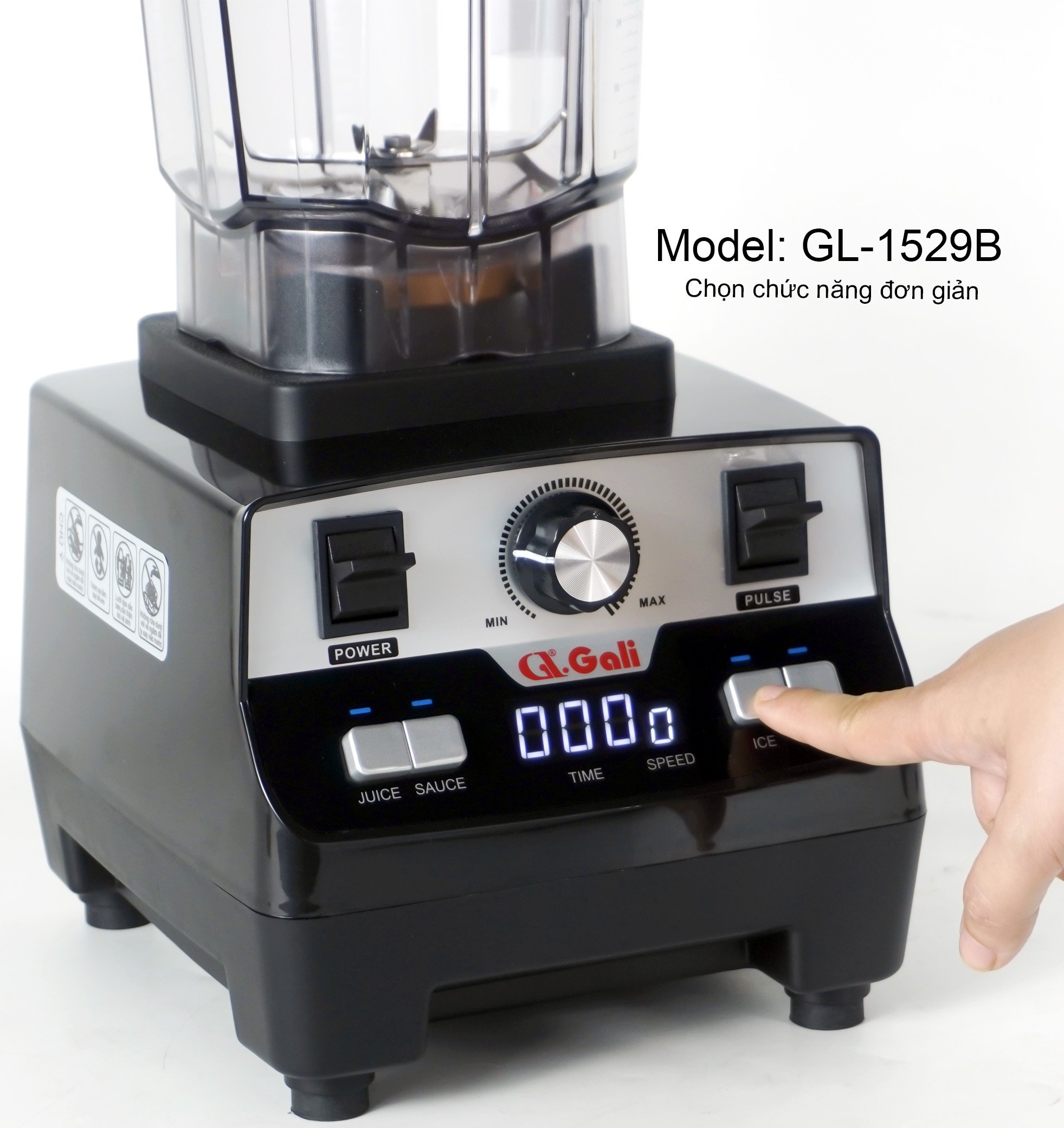 Sinh Tố Công Nghiệp Gali GL-1529B Dung tích 2 Lít, Motor 100% dây đồng đảm bảo độ bền bỉ, bảng điều khiển dạng cảm ứng, lưỡi dao bằng thép không gỉ. Hàng chính hãng bảo hành 24 tháng
