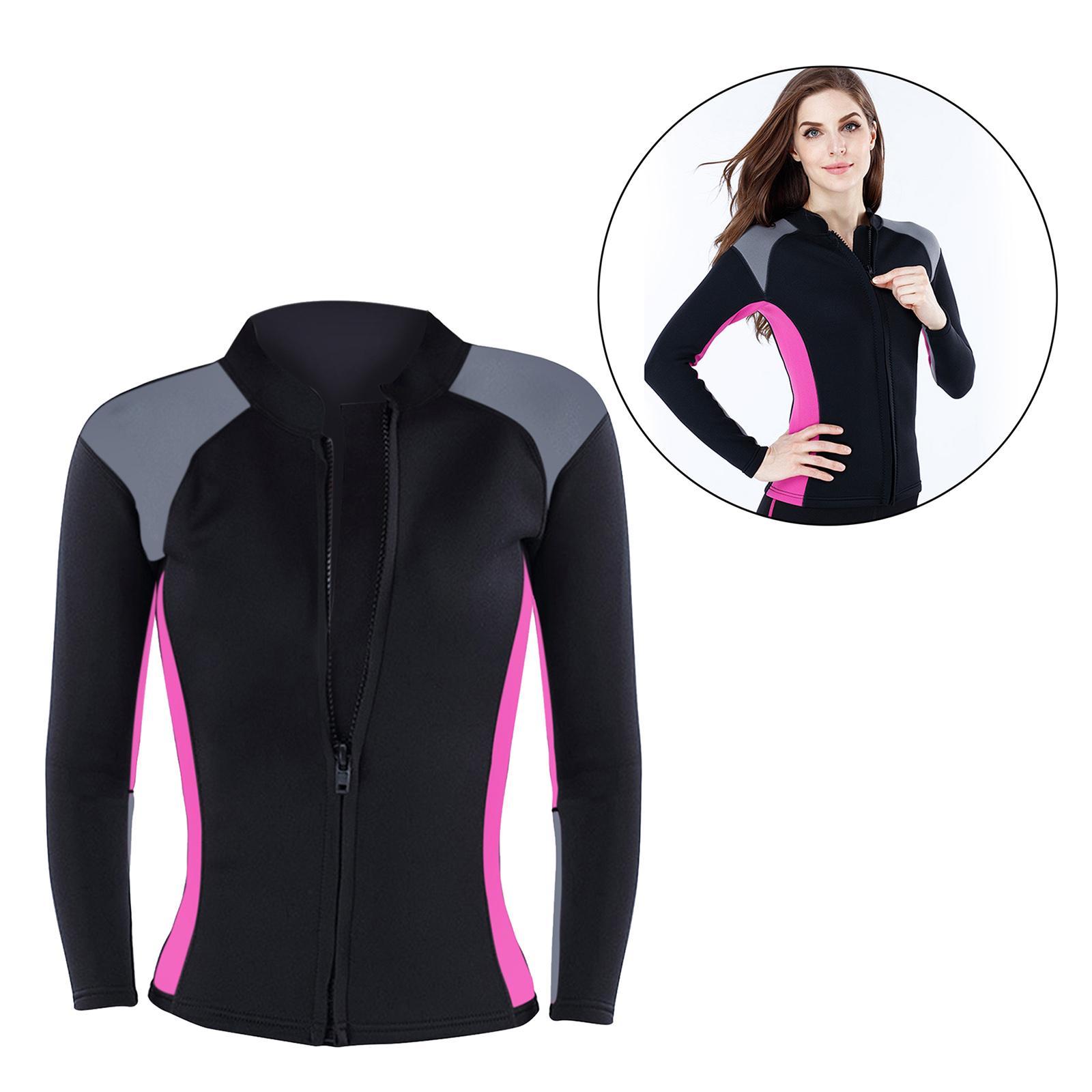 Women Wetsuit Jacket Wetsuit Top for Diving Swimming Snorkel S,All Black