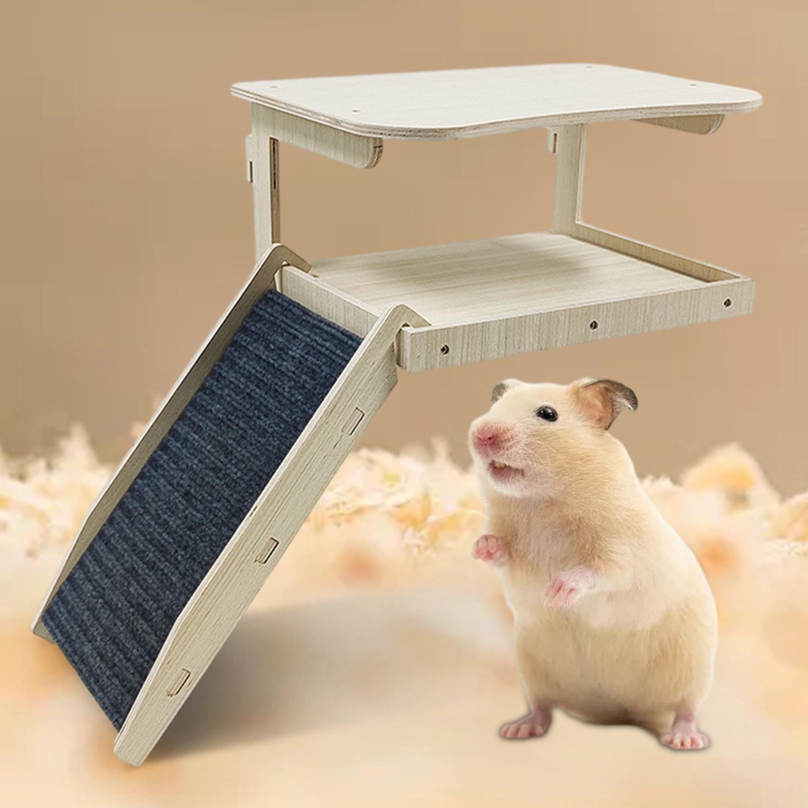 Guinea Pigs Hammock with Platform Wooden Guinea Pig House for Hamster Bunny