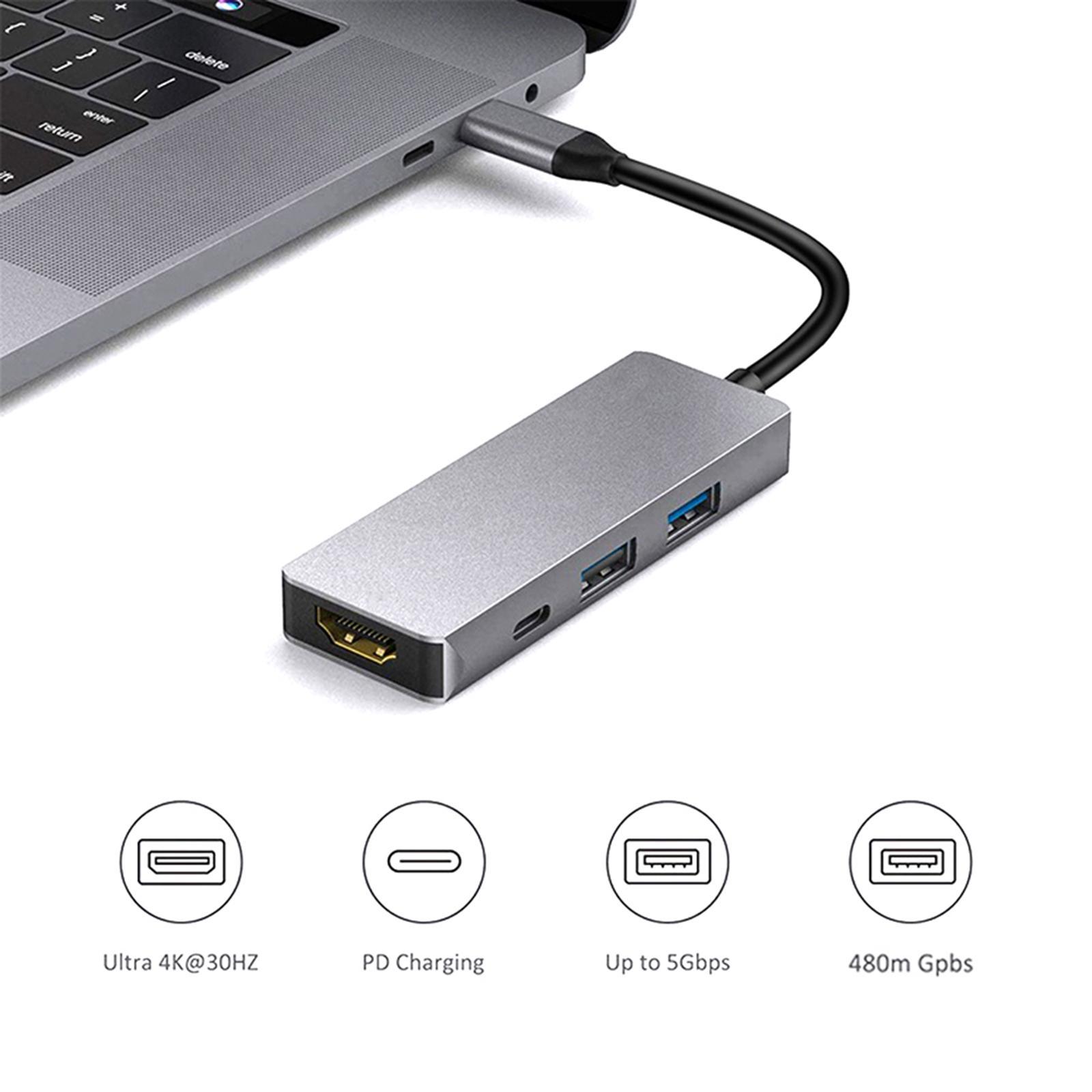 USB Hub USB Port Expander Adapter Portable USB 3.0 2.0 with 4K