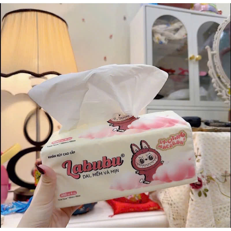 Phụ kiện nhà bếp -Combo 10 bịch giấy ăn Labubu 300 tờ  - 4 lớp / 1 gói siêu mềm mại siêu dai tiết kiệm và an toàn