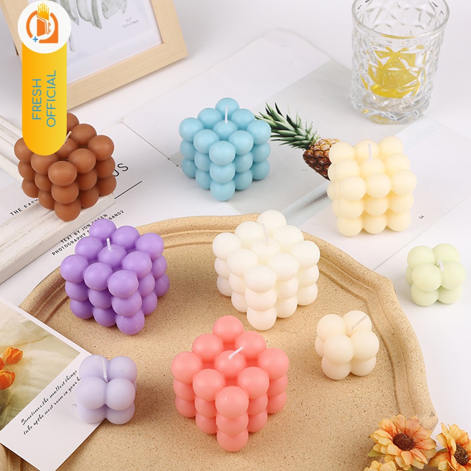 Nến Thơm Handmade Scented Candle Hình Khối Bong Bóng Siêu Dễ Thương - FRESH STORE