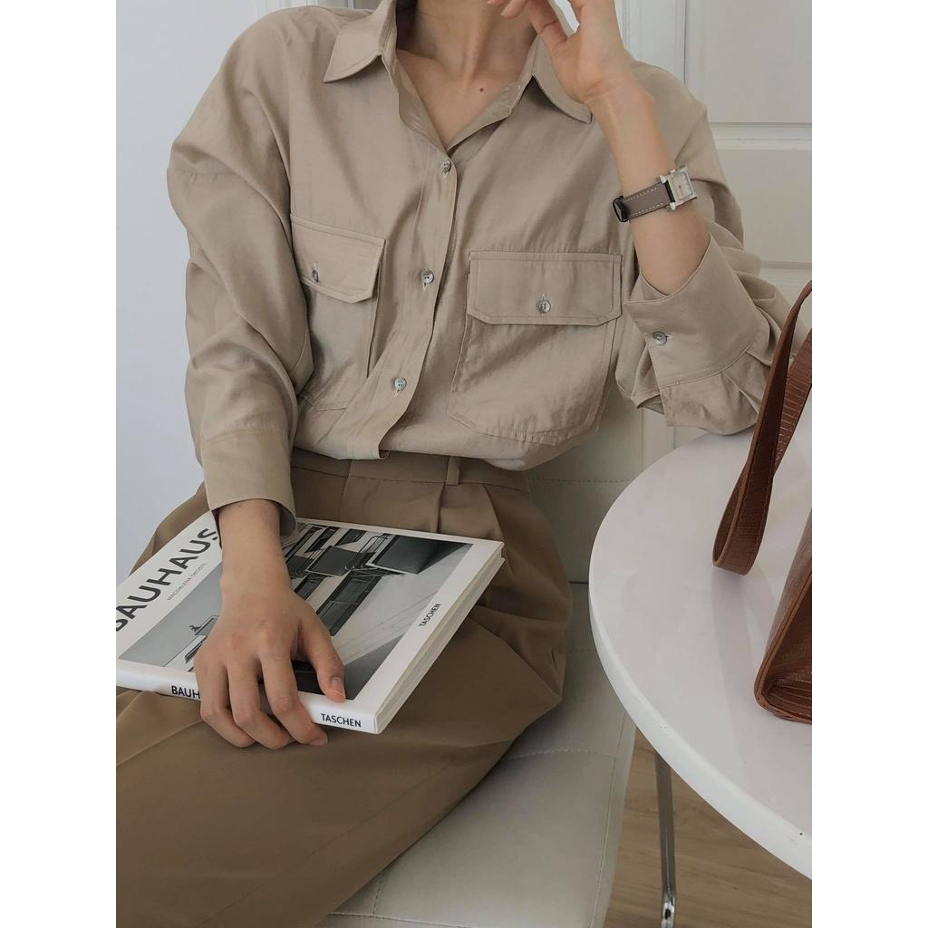 Áo sơ mi tơ túi ngực