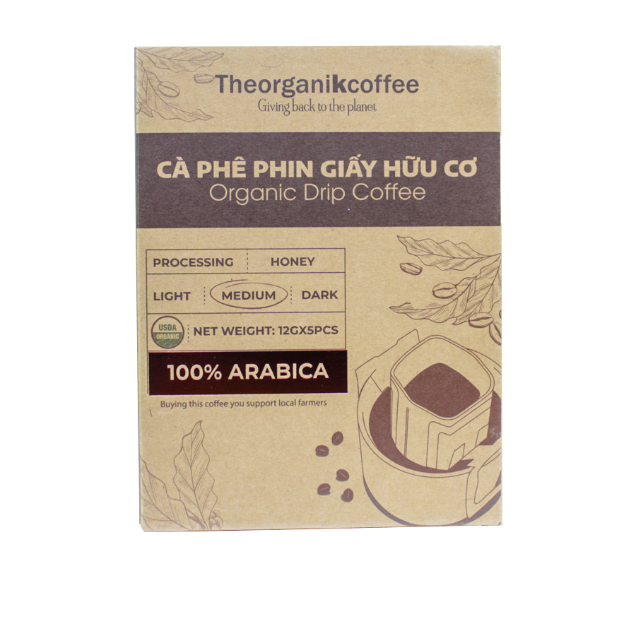 Cà phê Arabica hữu cơ phin giấy - 5 pcs/hộp