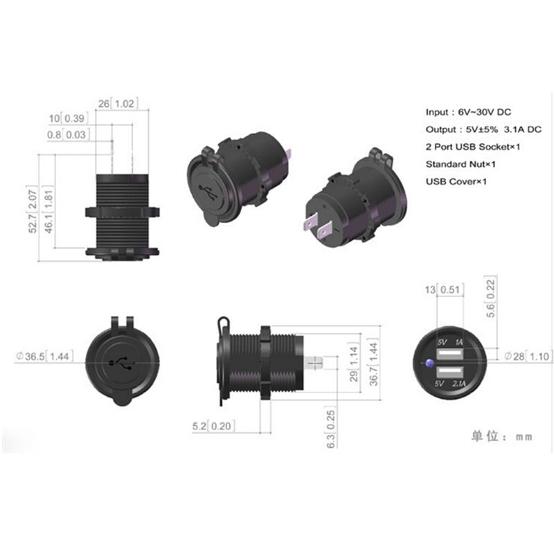 DC 12V Car Cigarette Lighter Socket Splitter Dual USB Charger Power Adapter