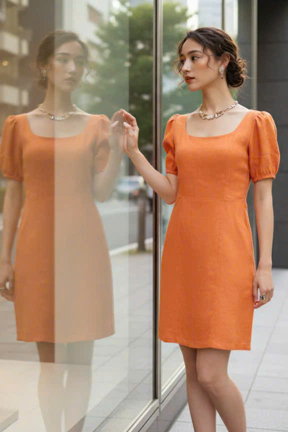 Đầm Chữ A, Đầm Ôm Linen Mơ Nghiền DRE195 thời trang thiết kế Hity