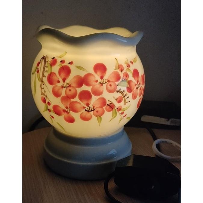 Bộ Đèn xông tinh dầu gốm sứ size trung 10*12 cm giao màu ngẫu nhiên