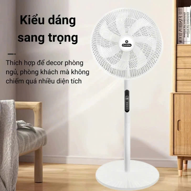 Quạt Cây Đứng GROPA 16 Inch Điều Khiển Từ Xa 8 Cấp Độ Gió Hẹn Giờ 8 Tiếng Siêu Êm Tiết Kiệm Điện 40W - HÀNG CHÍNH HÃNG MINIIN