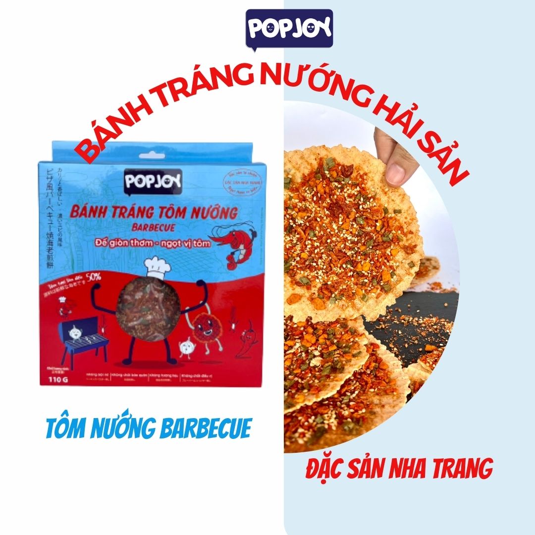 Combo 4 Vị Bánh Tráng Nướng Popjoy 125gram-Đặc Sản Nha Trang-Tôm Tươi, Mực Tươi, Cá Cơm Tự Nhiên, Pizza Gà Nướng Phô Mai