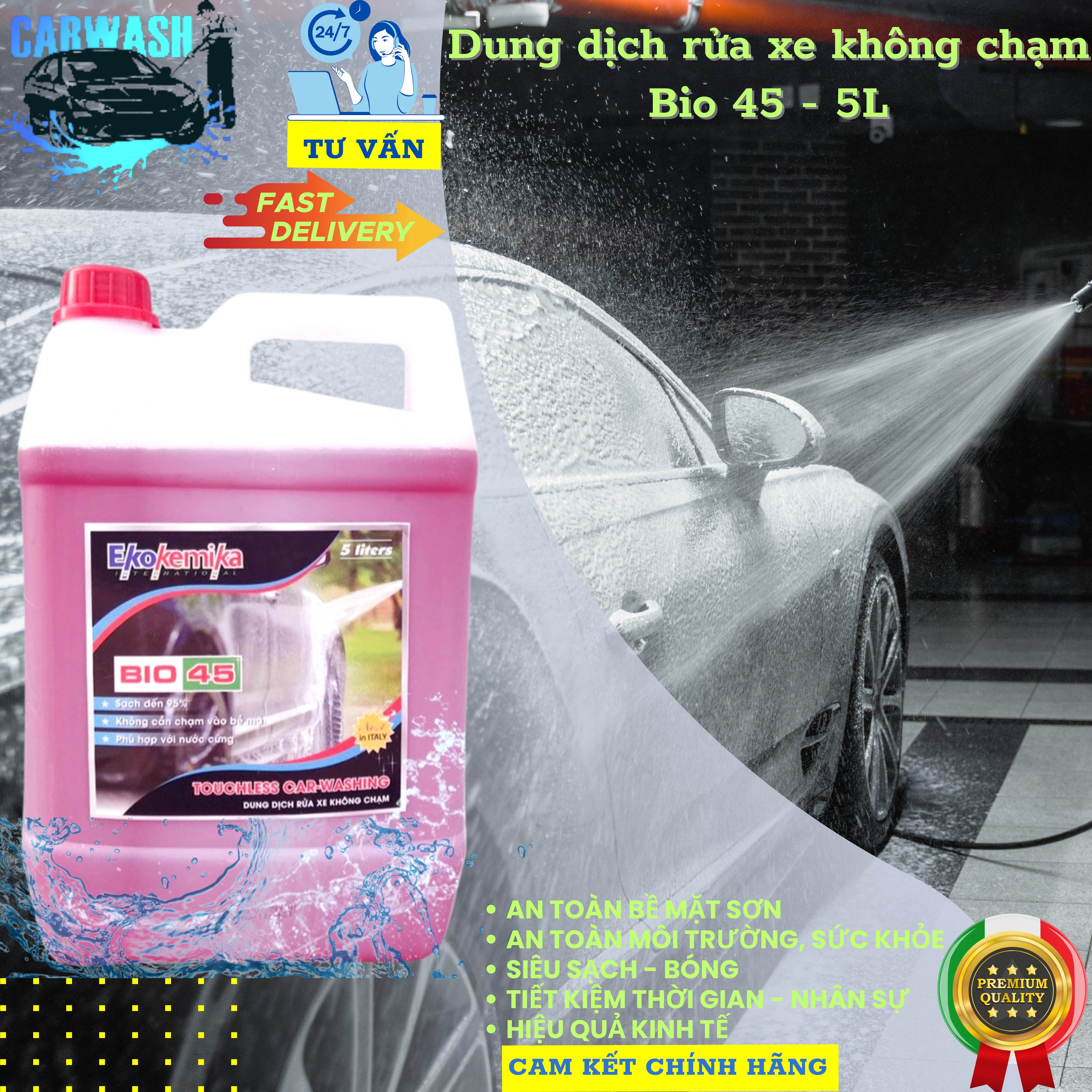 Bio 45 - 5 lít tặng kèm bình Texil vệ sinh nội thất - Dung dịch rửa xe không chạm - Nước rửa xe bọt tuyết  - Ekokemika