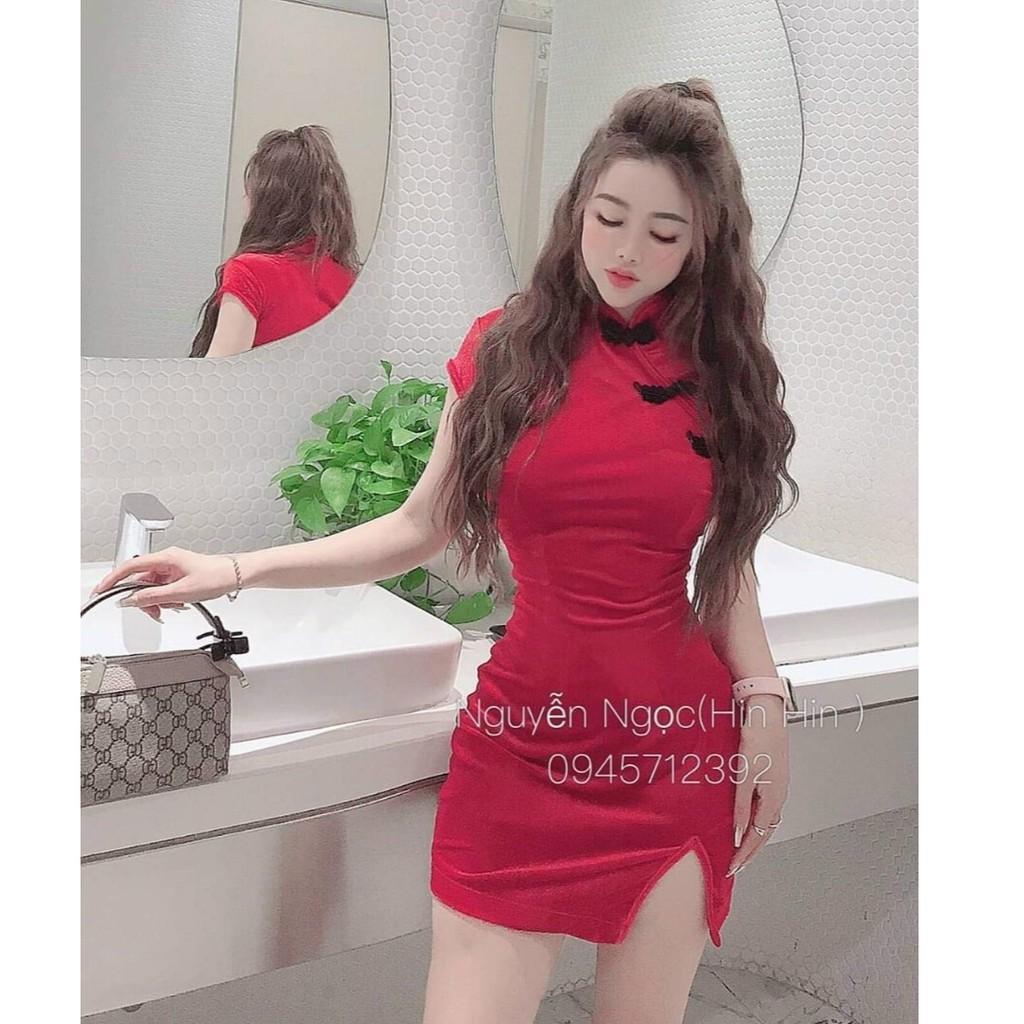 Váy đầm nữ body nhung kiểu sườn xám sang chảnh HT 72 AM