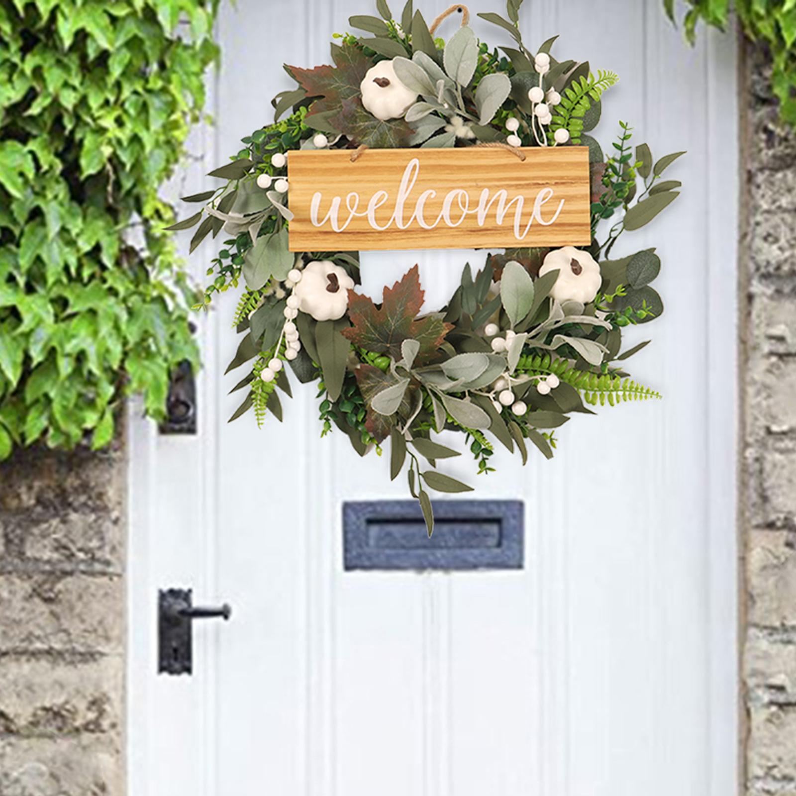 Artificial Wreath Decorative Large Green Wreath for Front Door Patio Window