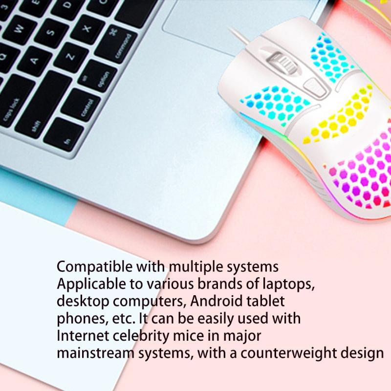 Mới Chơi Game USB Nhiều Màu Sắc Phát Sáng Chuột 4 Nút Công Thái Học Chuột Với Tổ Ong Vỏ Chống Trơn Trượt Cho Nhà Văn Phòng máy Tính Laptop