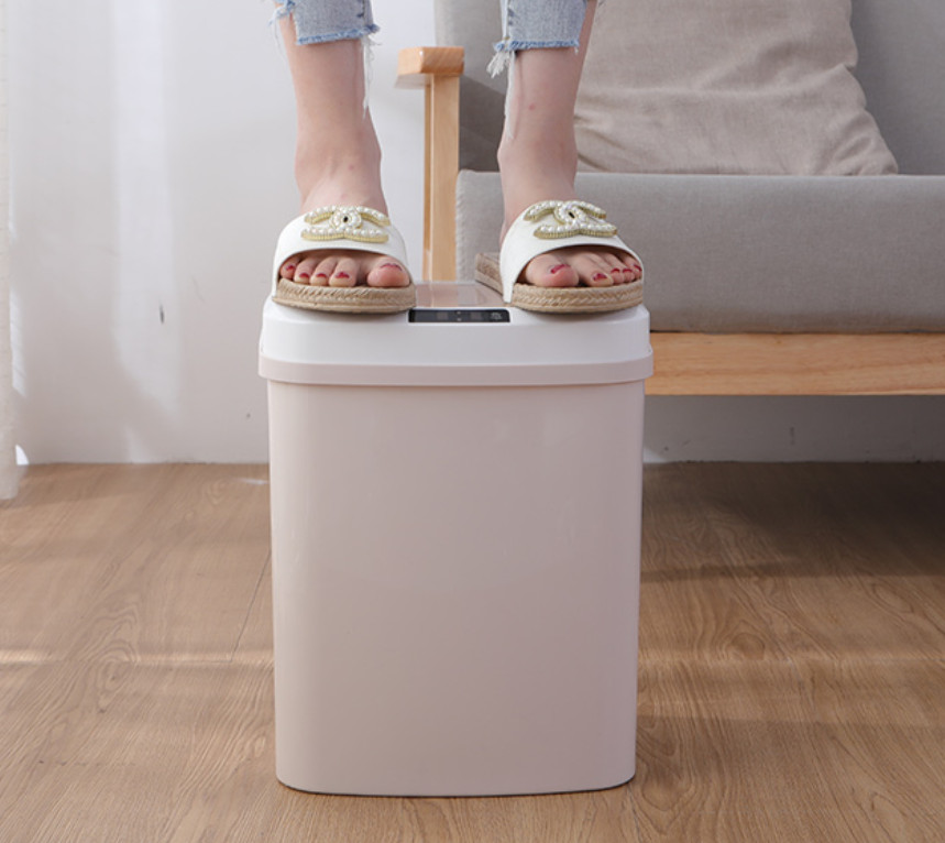 Thùng rác thông minh cảm ứng từ xa 15l, cảm biển chuyển động và cảm biến gõ có sạc điện USB và pin - Thùng rác tự động đóng mở nắp khi cần sử dụng