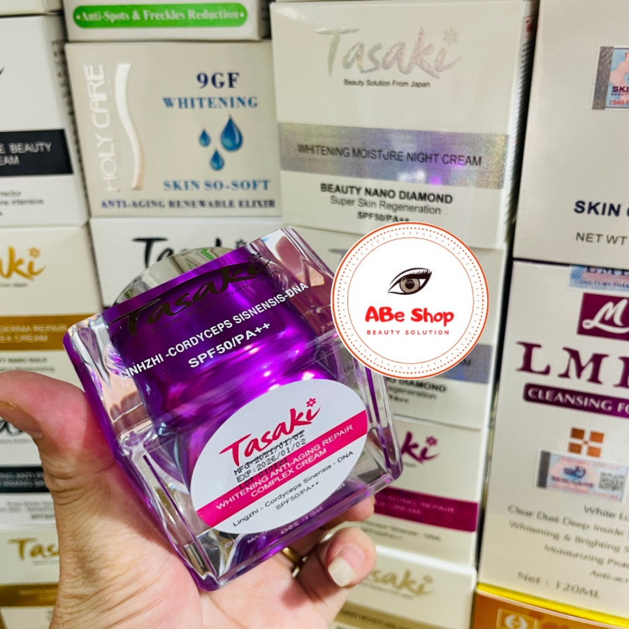 KEM TASAKI TÍM NGỪA LÃO HÓA - XÓA THÂM NÁM - WHITENING ANTI-AGING REPAIR COMPLEX CREAM - LINGZHI - ĐÔNG TRÙNG - DNA